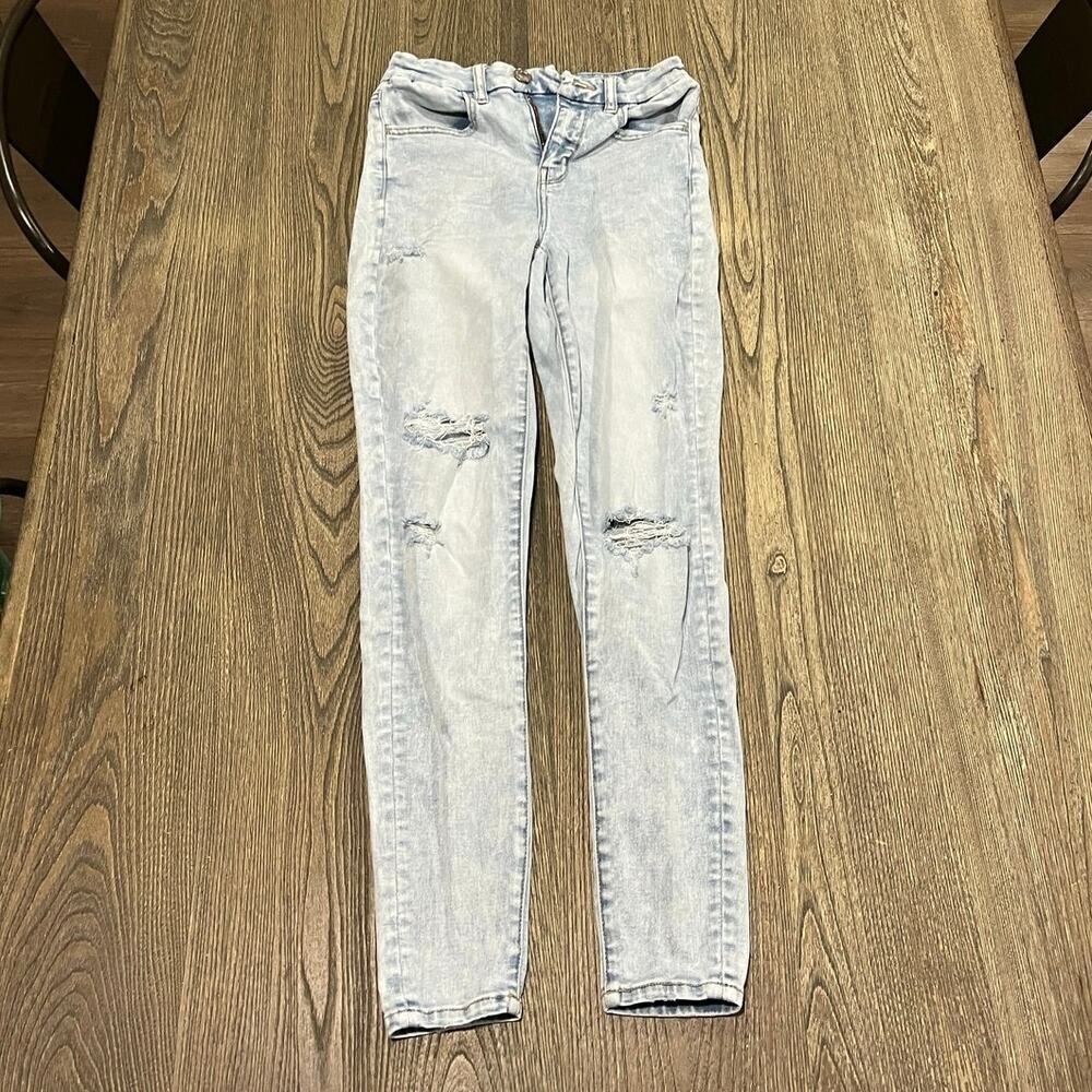American Eagle Curvy Hi-Rise Jegging Next Level Stretch Distressed Blue Size 2